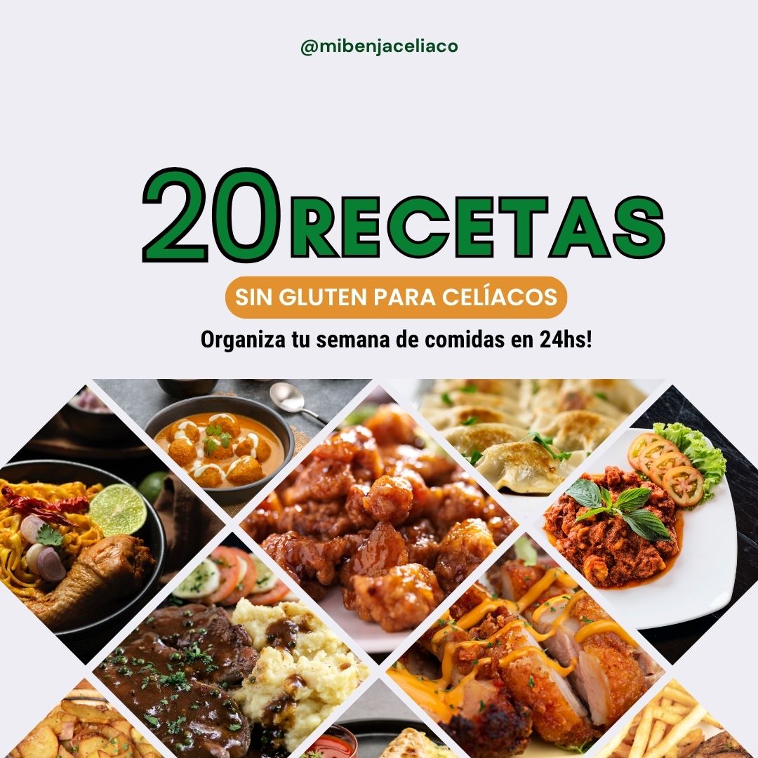20 Recetas sin gluten + 3 Bonos para organizar tu semana de comidas en 24hs!